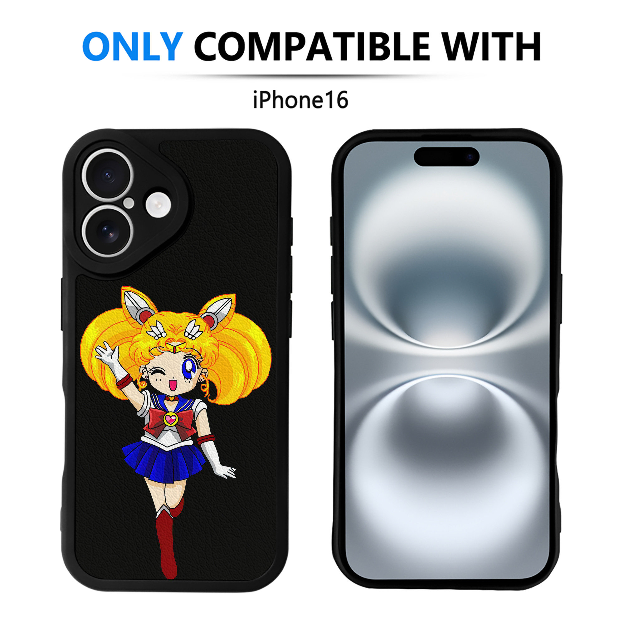 （画像用） 美少女戦士セーラームーン 月野 うさぎ つきの うさぎ Sailor Moon Tsukino Usagi 【iPhone 16シリーズ対応】シリコンスマホケース（レザー調） 材質：シリコン